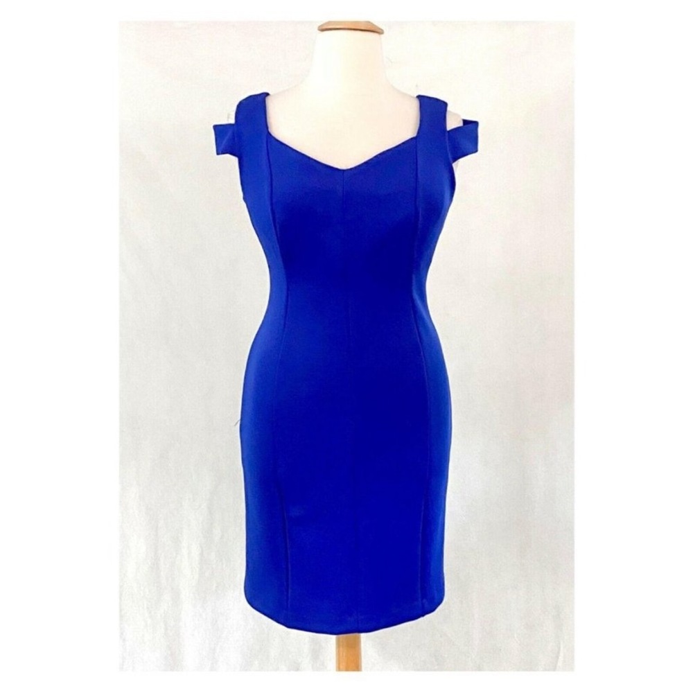 NWT Calvin Klein Cold Shoulder Scuba Knit Sheath Dress/Royal Blue/Size 6